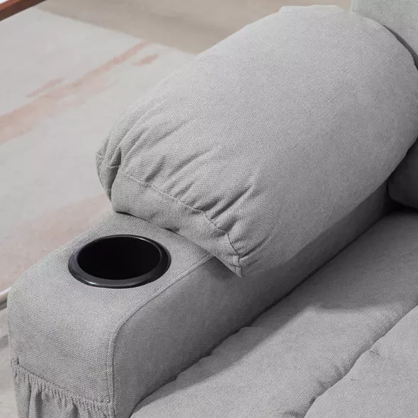 HOMCOM Oversized Riser and Recliner Chairs for the Elderly, Fabric Upholstered Lift Chair for Living Room with Remote Control, Side Pockets, Cup Holder, Light Grey - 9