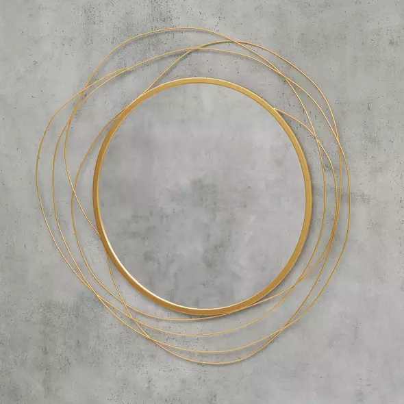 HOMCOM Abstract Metal Wire Wall Mirror, with Accessories - Gold Tone - 9