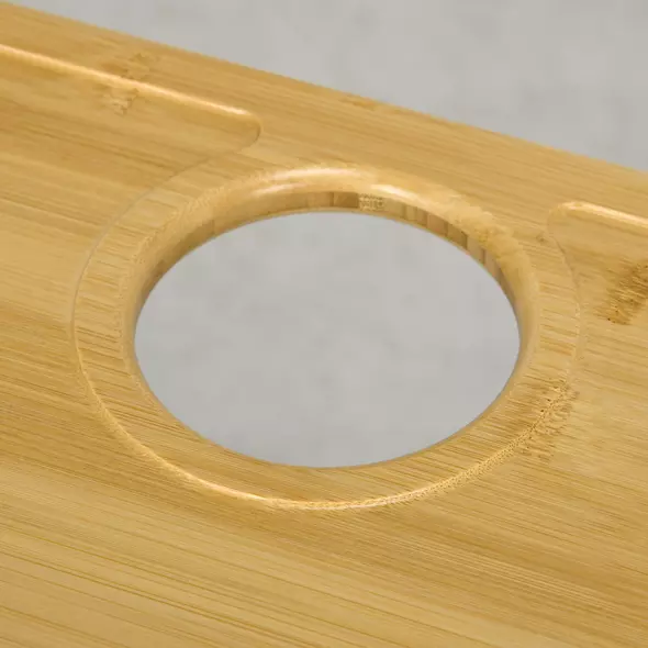 HOMCOM Portable Bamboo Top Wine and Glass Picnic Table - 8