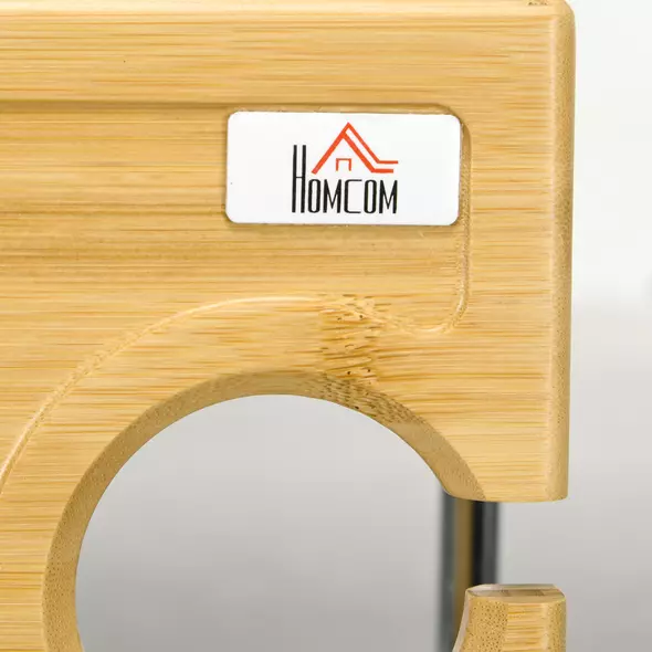 HOMCOM Portable Bamboo Top Wine and Glass Picnic Table - 9