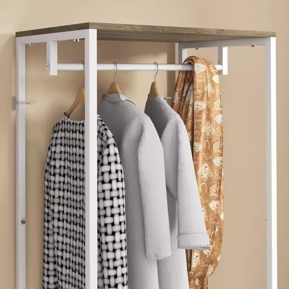 HOMCOM Hallway Coat Rack and Shoe Bench Tree - Grey - 8