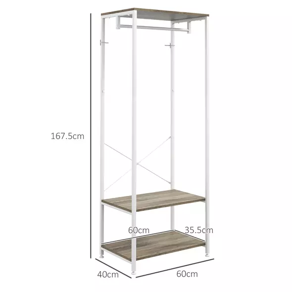 HOMCOM Hallway Coat Rack and Shoe Bench Tree - Grey - 3