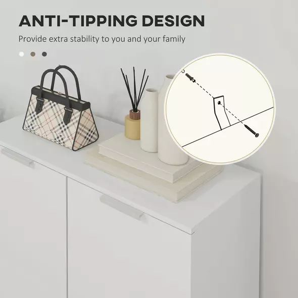 HOMCOM Five-Shelf Shoe Storage Cupboard - White - 6