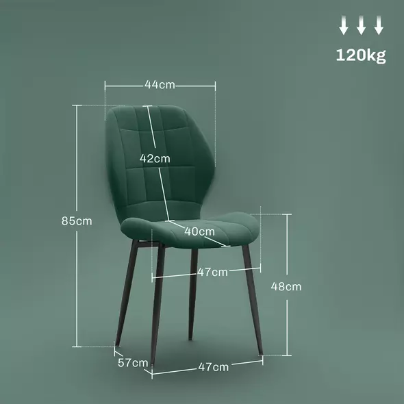 HOMCOM Set of Four Flannel Relaxed Tub Dining Chairs - Green - 3