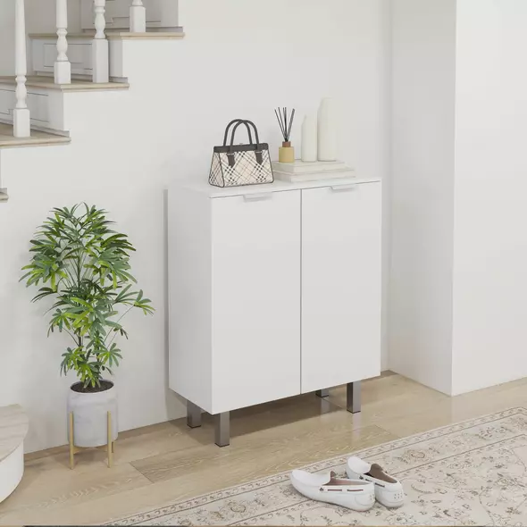 HOMCOM Five-Shelf Shoe Storage Cupboard - White - 2