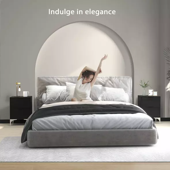 HOMCOM Set of Two Wood Effect Bedside Tables with Silver Tone Steel Base, Black - 4