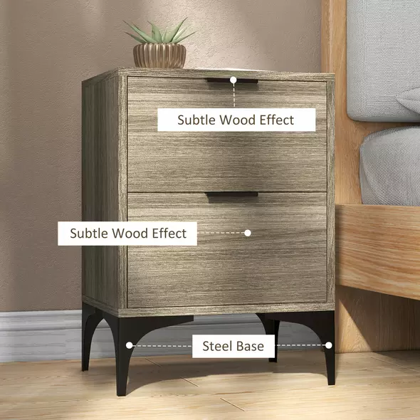 HOMCOM Set of Two Wood Effect Bedside Tables - 6