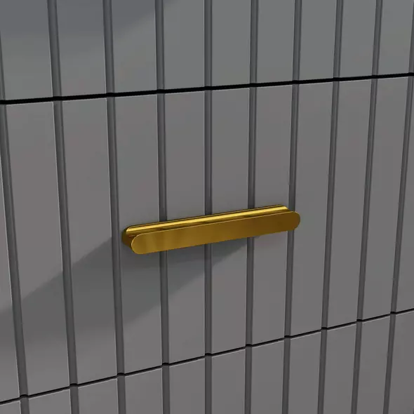 HOMCOM Four Drawer Embossed Line Dresser - Grey/Gold Tone - 9