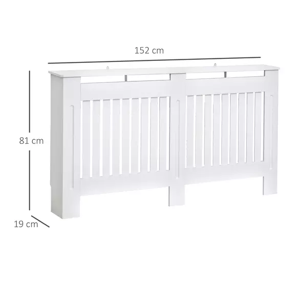 HOMCOM Slatted Radiator Cover Painted Cabinet MDF Lined Grill in White (152L x 19W x 81H cm) - 3