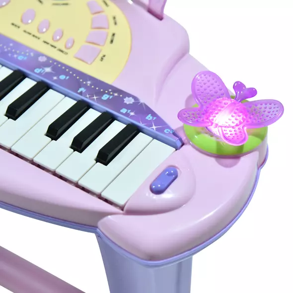 HOMCOM 32 Keys Kids Mini Electronic Keyboard Musical Instrument Educational Game Toy Children Grand Piano Stool Micropho - 8