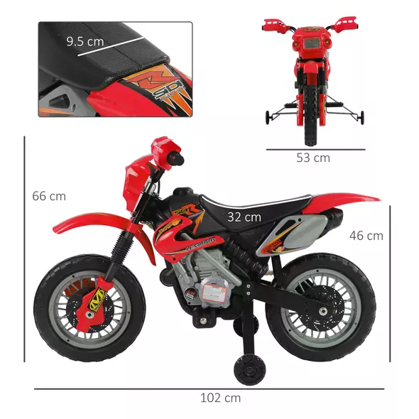 HOMCOM 6V Kids Child Electric Motorbike Ride on Motorcycle Scooter Children Toy Gift for 3-6 Years (Red) - 3