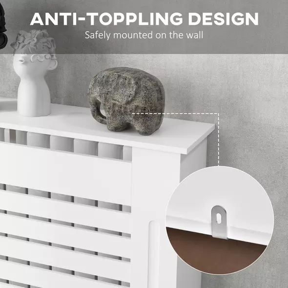 HOMCOM Radiator Cover, Modern MDF White Painted Cabinet with Horizontal Slats for Living Room, Bedroom, 152L x 19W x 81H cm - 6