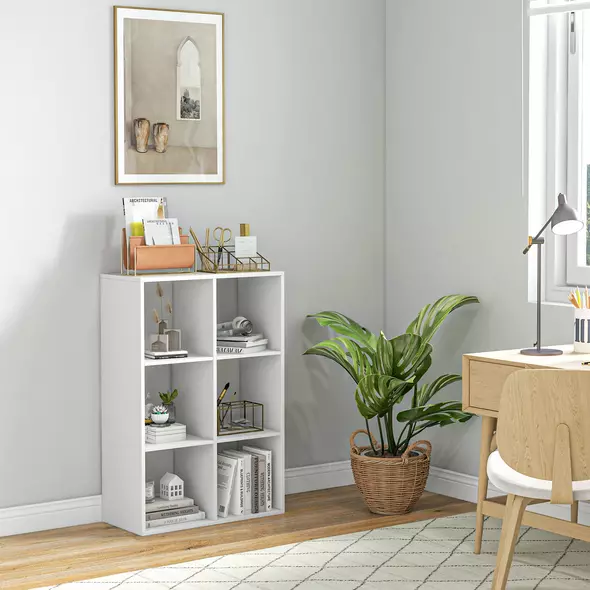 HOMCOM 6-Cube Bookshelf - White - 7