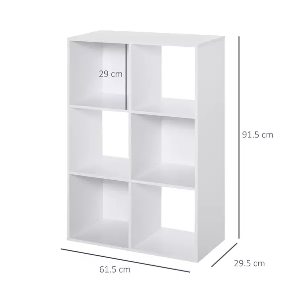 HOMCOM 6-Cube Bookshelf - White - 3