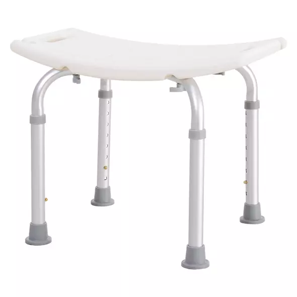 HOMCOM Height Adjustable Bath Stool, Aluminium Shower Stool with Non-Slip Pads for Elderly, Disabled, Seniors, Pregnant, White - 1