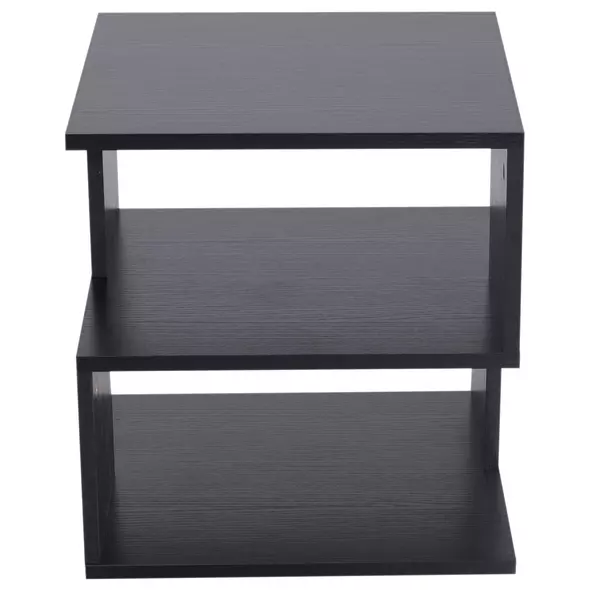 HOMCOM Side Table, Square Coffee Table, Modern End Table with 2 Tier Storage Shelves for Living Room, Bedroom, Black - 8