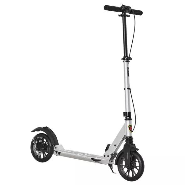 HOMCOM Teen/Adults Aluminium Folding Kick Scooter w/ Shock Mitigation System Silver - 1
