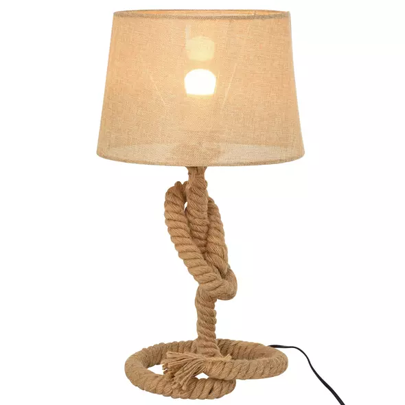 HOMCOM Nautical Style Table Lamp with Fabric Lampshade Metal Frame Power Switch, 48cm Home Desk Lamp Bedroom Living Room Study E27 Base, Beige - 1