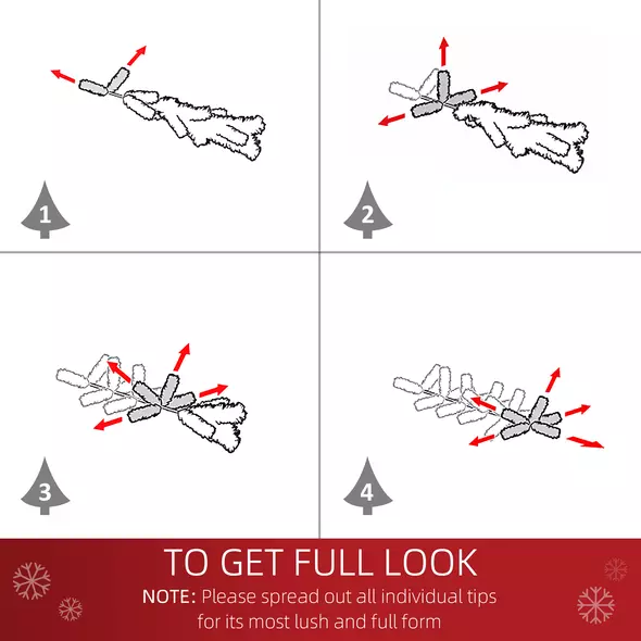 HOMCOM 5ft Snow Artificial Christmas Tree w/ Metal Stand Decorations Home Seasonal Elegant Faux White - 6