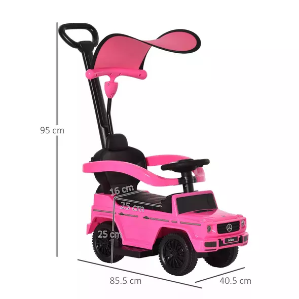 HOMCOM 3 in 1 Kids Children Ride on Push Car Toddler Sliding Car G350 Licensed Walker Foot to Floor Slider Push-Along with Horn Steering Wheel NO POWER Manual, Pink - 3