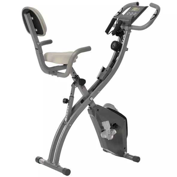 HOMCOM 2-in-1 Folding Exercise Bike with 8-Level Magnetic Resistance, Arm Resistance Band, Pulse Sensor, Grey - 1