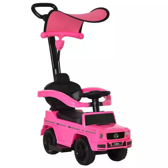 HOMCOM 3 in 1 Kids Children Ride on Push Car Toddler Sliding Car G350 Licensed Walker Foot to Floor Slider Push-Along with Horn Steering Wheel NO POWER Manual, Pink - 1