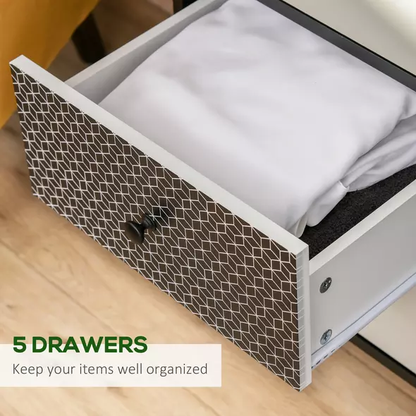 HOMCOM Chest of Drawers, 5 Drawer Dresser, Vertical Storage Organizer Unit for Bedroom, Living Room - 4