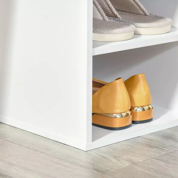 HOMCOM Shoe Storage Bench with Cushion - White - 9