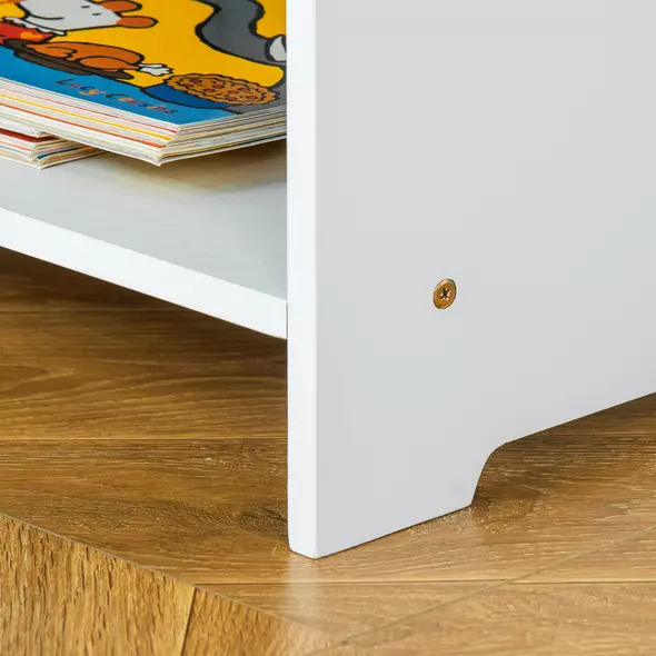 HOMCOM 3 Pcs Kids Table & Chairs Set Mini Seating Furniture Home Playroom Bedroom Dining Room w/ Storage Drawers Safe Corners for 2-4 Years old White - 8