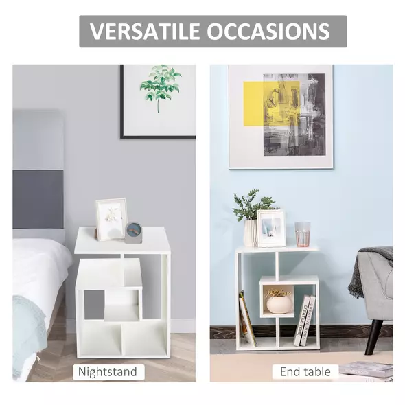 HOMCOM Side Table, 3 Tier End Table with Open Storage Shelves for Living Room, Bedroom, White - 7