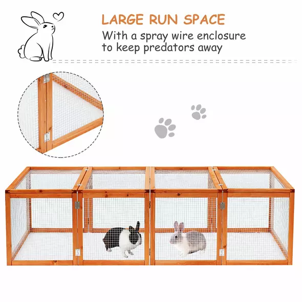 Pawhut Guinea Pigs Hutches W/ Mesh Wire, 181Lx100Wx 48H cm-Wood - 6