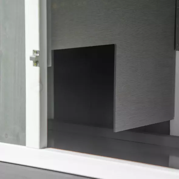 PawHut Rabbit Hutch Outdoor, 2-Tier Guinea Pig Hutch, Wooden Small Animal House with Rabbit Run Box, Slide-out Tray, Ramp, 175.8 x 52 x 85.5 cm, White - 8