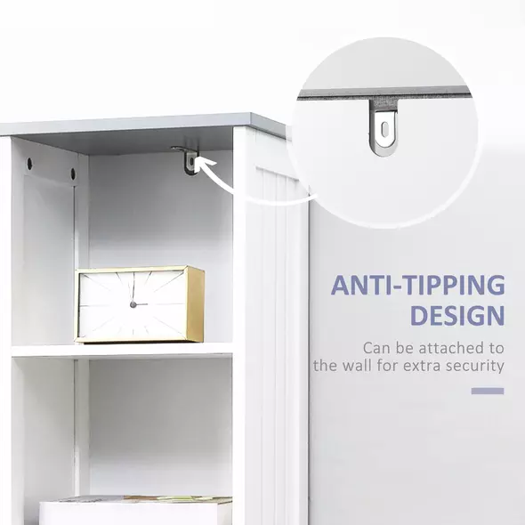 kleankin Tall Bathroom Storage Cabinet with 3 Tier Shelf, Cupboard, Drawer, Door, Freestanding Linen Tower, Slim Side Organizer, White - 7