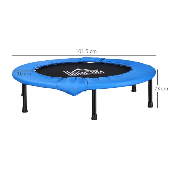 HOMCOM 40" Mini Fitness Trampoline Home Gym Yoga Exercise Rebounder Indoor Outdoor Jumper with Safety Pad, Support Up to 150 KG, Blue and Black - 3