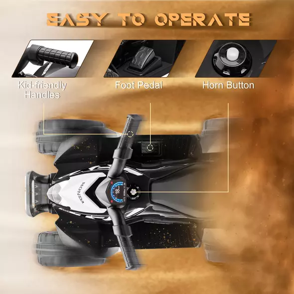 AIYAPLAY Honda Licensed Kids Electric Quad Bike, 6V ATV Ride On for Ages 1.5-3 Years, Black - 5