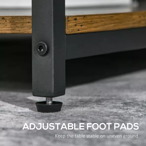 HOMCOM Coffee Table, Living Room Table with 3-Tier Storage Shelves, Square Tea Table for Home Office, Rustic Brown - 6