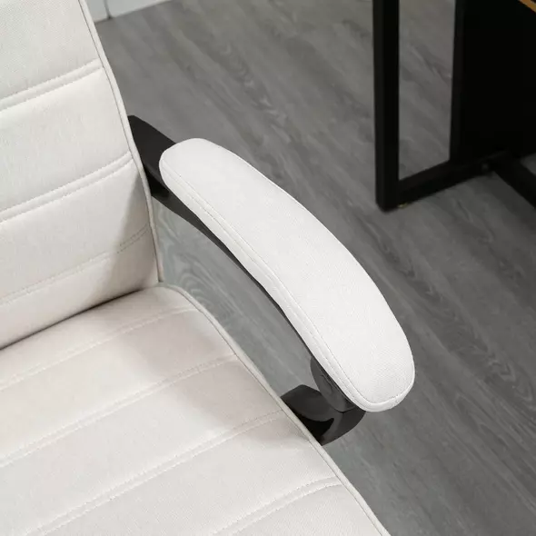 Vinsetto Office Chair, Computer Desk Chair, Fabric Swivel Chair with Adjustable Height and Rolling Wheels for Home Office Work Study, Cream White - 8