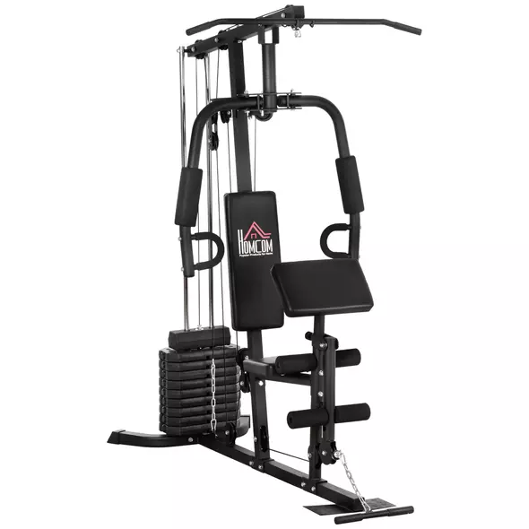 HOMCOM Multi-Exercise Gym Station, with 45kg Weight Stack, for Full Body Workout - 1