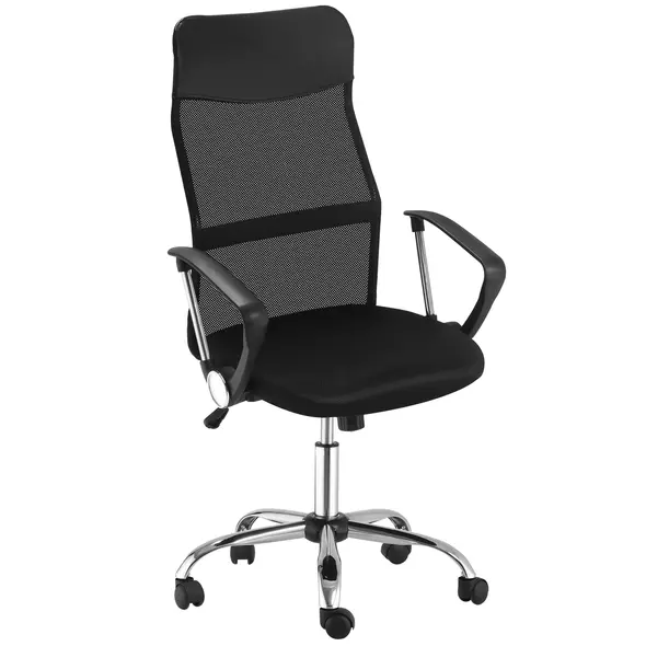 HOMCOM Ergonomic Office Chair Mesh Chair with Adjustable Height Tilt Function Black - 1