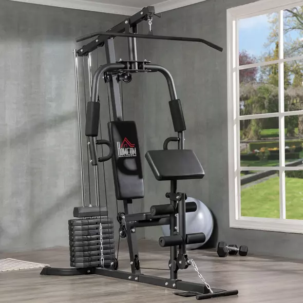 HOMCOM Multi-Exercise Gym Station, with 45kg Weight Stack, for Full Body Workout - 2