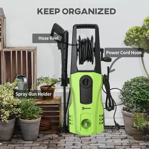 DURHAND 1800W High Pressure Washer, 150 Bar Pressure, 510 L/h Flow, High-Performance Portable Power Jet Wash Cleaner Green - 7