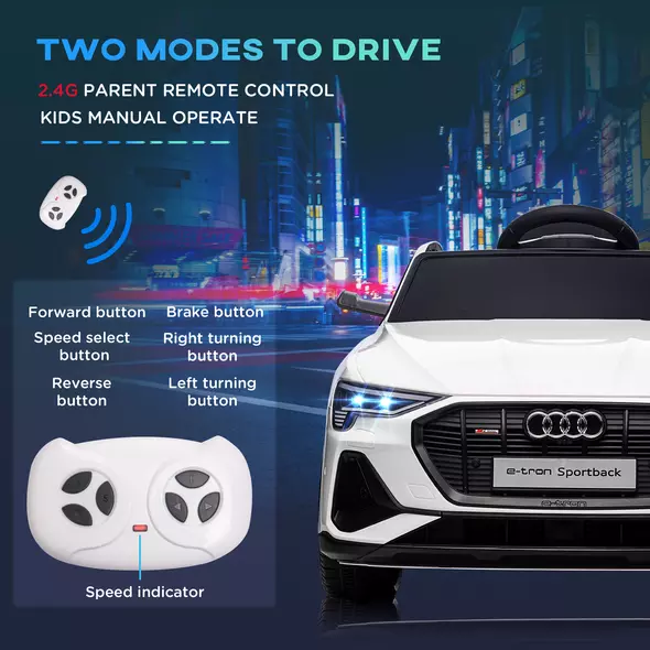 HOMCOM 12V Kids Electric Ride-On Car, with Remote Control, Lights, Music, Horn - White - 7