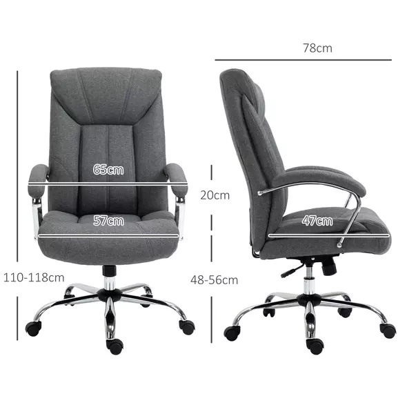 Vinsetto  Office Chair, Fabric Desk Chair, Padded Executive Chair with Adjustable Height, Swivel Wheels, Metal Star Base, Grey - 3