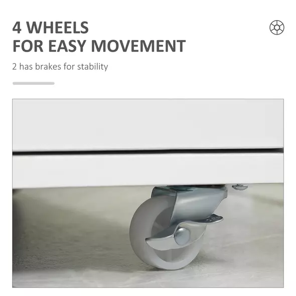 Vinsetto Seven-Drawer Filing Cabinet, with Wheels - White - 6