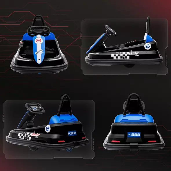 HOMCOM 6V Electric Kids Bumper Car, 6V Spin Waltz Car, with Music, Horn, Lights - Black - 8