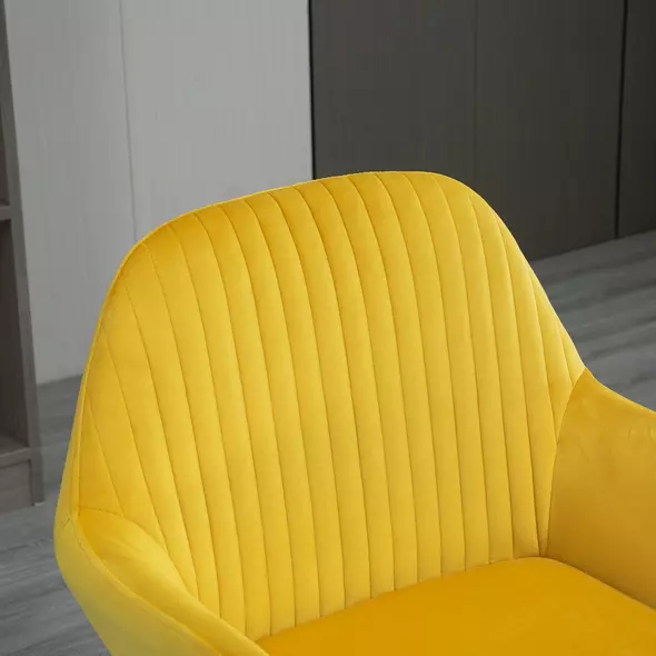 HOMCOM Modern Arm Chair Upholstered Accent Chair with Metal Base for Living Room Yellow - 7