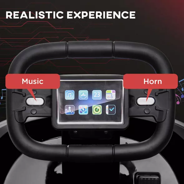 HOMCOM 6V Electric Kids Bumper Car, 6V Spin Waltz Car, with Music, Horn, Lights - Black - 5