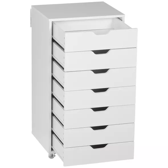 Vinsetto Seven-Drawer Filing Cabinet, with Wheels - White - 8