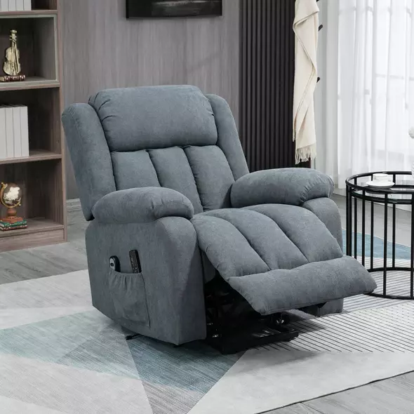 HOMCOM Power Lift Recliner Chair with Massage, Overstuffed Lift Chair for Elderly with Footrest, Remote, Side Pocket, Dark Grey - 9