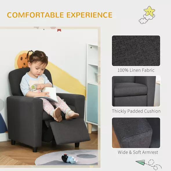HOMCOM 2 in 1 design Kids Sofa Armchair with Footrest for Children Playroom Bedroom Living Room, 55 x 50 x 67cm, Grey - 5